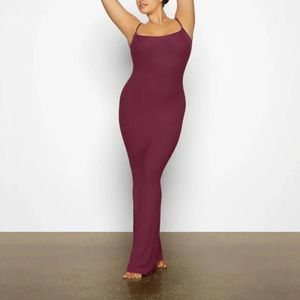 NWT SKIMS Soft Lounge Long Slip Dress in Wine *Limited Edition* Size Large